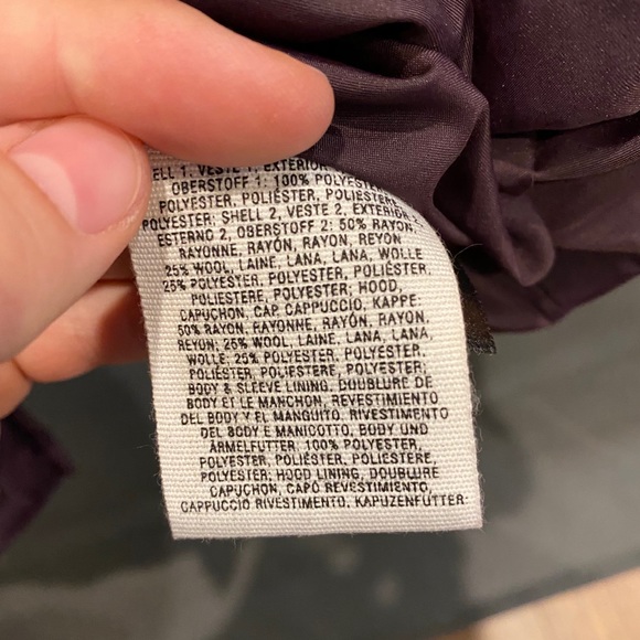 Long purple & grey winter coat jacket parka puffer - Picture 12 of 13